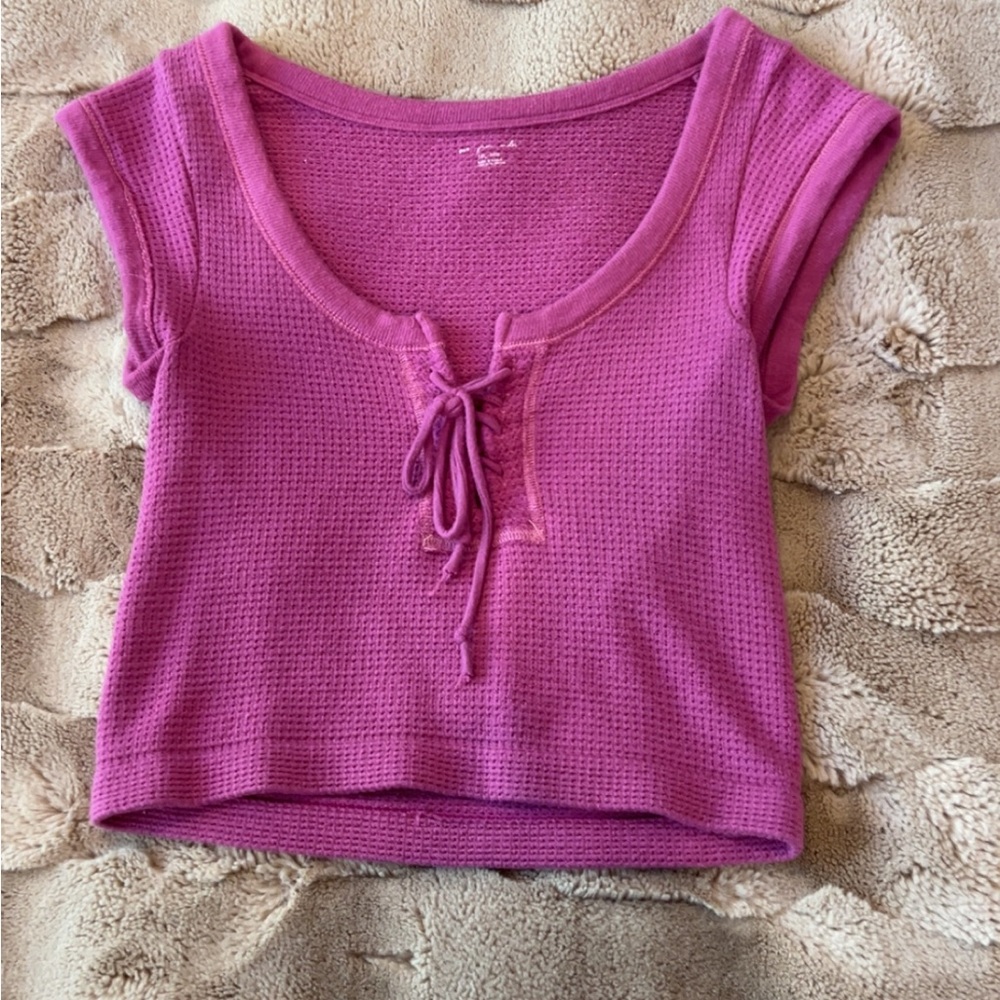Urban Outfitters Magenta Waffle Knit Crop